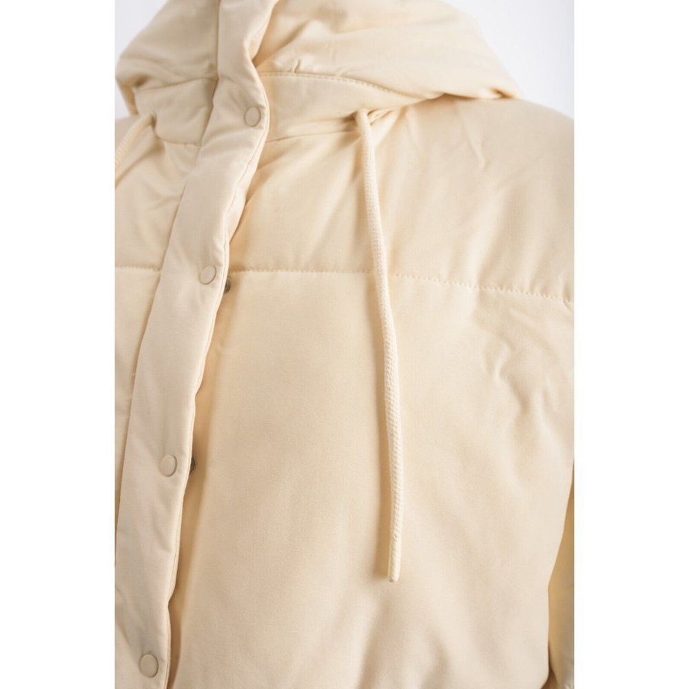 Zara Womans Jacket Puffer Coat Quilted Size S Ecru Beige Hooded 4432/705 NWT - Picture 4 of 6